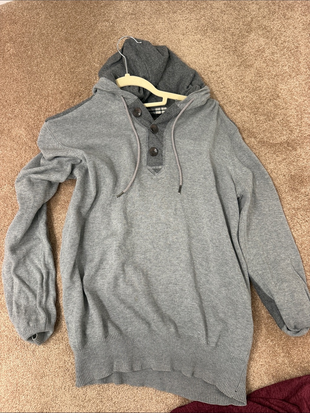 Ben Sherman Gray Hooded Henley Sweatshirt